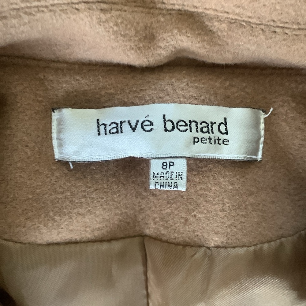 Harvé Bernard Brown Cream Petite‎ Wool cashmere Jacket size 8P - Picture 4 of 9
